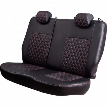 7 249 р. Комплект чехлов для сидений (3 места Илана+Орегон) ТУРИН ст РОМБ Lord Autofashion ГАЗ ГАЗель Next A62,А65 автобус (2016-2025) (черный, вставка черная+красная, строчка красная)  с доставкой в г. Керчь. Увеличить фотографию 4