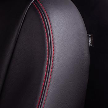 7 249 р. Комплект чехлов для сидений (3 места Илана+Орегон) ТУРИН ст РОМБ Lord Autofashion ГАЗ ГАЗель Next A62,А65 автобус (2016-2025) (черный, вставка черная+красная, строчка красная)  с доставкой в г. Керчь. Увеличить фотографию 5
