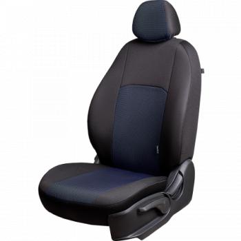 Комплект чехлов для сидений (7 мест Жаккард) Дублин Lord Autofashion ГАЗ ГАЗель ( 3221,  3221,Бизнес) - Соболь ( 2217 автобус,  2217 Бизнес автобус) (черный, вставка Ёж синяя)