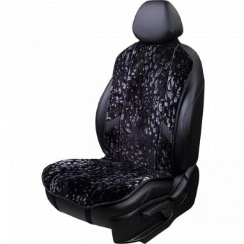 Накидка на сиденье (1 место Р. 1216 натур. мех) Меховая Lord Autofashion  (леопард редкий на сером, строчка черная)