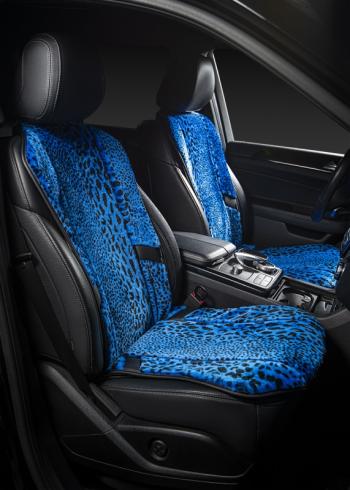 10 199 р. Накидка на сиденье (1 место Р. 5419 натур. мех) Меховая Lord Autofashion   (рысь-леопард на синем, строчка черная)  с доставкой в г. Керчь. Увеличить фотографию 3
