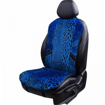 Накидка на сиденье (1 место Р. 5419 натур. мех) Меховая Lord Autofashion  (рысь-леопард на синем, строчка черная)