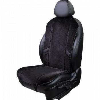Накидка на сиденье (1 место Р. 77 натур. мех) Меховая Lord Autofashion  (шоколад 12 мм, строчка черная)