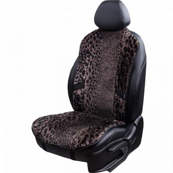 Накидка на сиденье (1 место Р. 7415 натур. мех) Меховая Lord Autofashion  (рысь-леопард на коричневом, строчка чёрная)