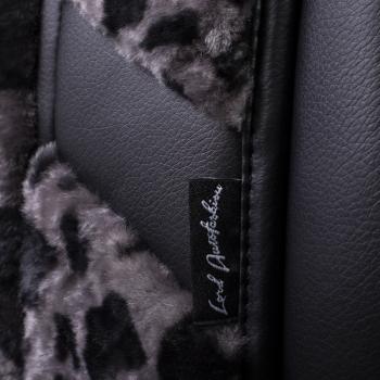 16 777 215 р. Накидка на сиденье (1 место Р. 6217 натур. мех) Меховая Lord Autofashion   (рысь-леопард на сером, строчка чёрная)  с доставкой в г. Керчь. Увеличить фотографию 14