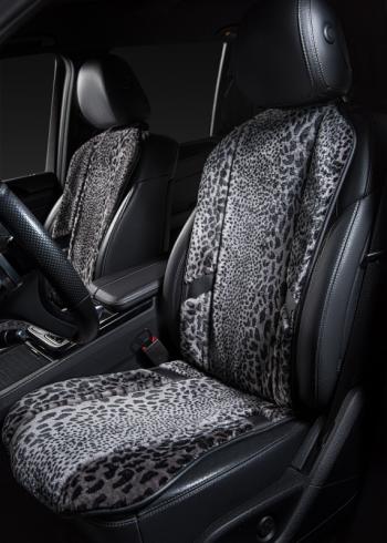 16 777 215 р. Накидка на сиденье (1 место Р. 6217 натур. мех) Меховая Lord Autofashion   (рысь-леопард на сером, строчка чёрная)  с доставкой в г. Керчь. Увеличить фотографию 7