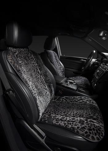 16 777 215 р. Накидка на сиденье (1 место Р. 6217 натур. мех) Меховая Lord Autofashion   (рысь-леопард на сером, строчка чёрная)  с доставкой в г. Керчь. Увеличить фотографию 9