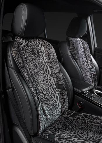 16 777 215 р. Накидка на сиденье (1 место Р. 6217 натур. мех) Меховая Lord Autofashion   (рысь-леопард на сером, строчка чёрная)  с доставкой в г. Керчь. Увеличить фотографию 2