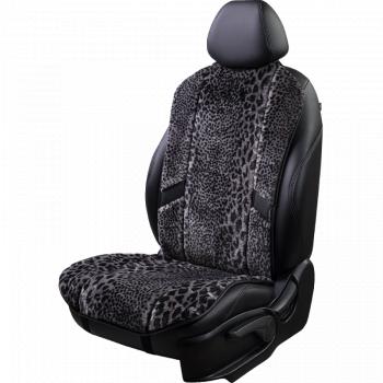 Накидка на сиденье (1 место Р. 6217 натур. мех) Меховая Lord Autofashion  (рысь-леопард на сером, строчка чёрная)