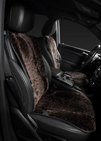 10 199 р. Накидка на сиденье (1 место Р. 7519 натур. мех) Меховая Lord Autofashion   (орех-леопард, строчка черная)  с доставкой в г. Керчь. Увеличить фотографию 2
