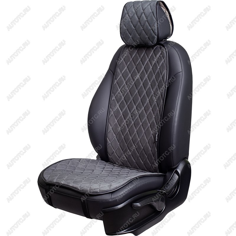 1 169 р. Накидка на сиденье (1 место Атланта) МОНРО ст РОМБ Lord Autofashion   (серый, строчка серая)  с доставкой в г. Керчь