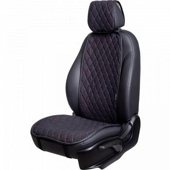 Накидка на сиденье (1 место Софа) МОНРО ст РОМБ Lord Autofashion  (черный, строчка красная)