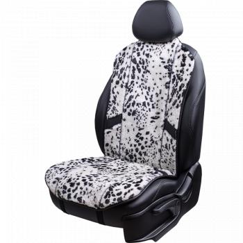 Накидка на сиденье (1 место Р 1 Мутон/ Орегон) МУТОН Lord Autofashion  (Лео редкий на белом, вставка чёрная, строчка чёрная)