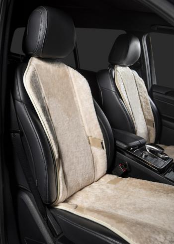 16 777 215 р. Накидка на сиденье (1 место Р 2915 Мутон/ Орегон) МУТОН Lord Autofashion   (сливки, вставка бежевая, строчка белая)  с доставкой в г. Керчь. Увеличить фотографию 5