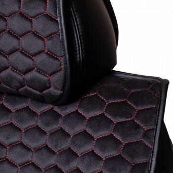 6 749 р. Накидка на сиденье (5 мест Афины) ТЕЙЛОР ст СОТА Lord Autofashion   (черный, строчка красная)  с доставкой в г. Керчь. Увеличить фотографию 4