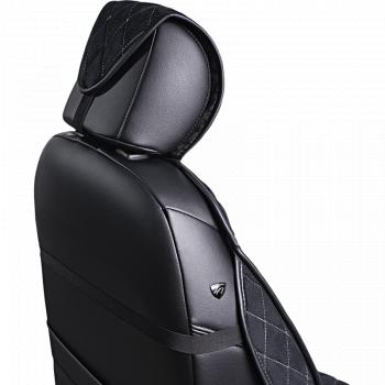 2 099 р. Накидка на сиденье (2 места Софа) ФЕНИКС ст РОМБ Lord Autofashion   (черный, строчка бежевая)  с доставкой в г. Керчь. Увеличить фотографию 2