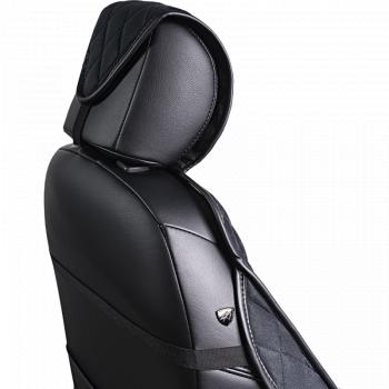2 299 р. Накидка на сиденье (2 места Софа) ФЕНИКС ст РОМБ Lord Autofashion   (черный, строчка черная)  с доставкой в г. Керчь. Увеличить фотографию 6