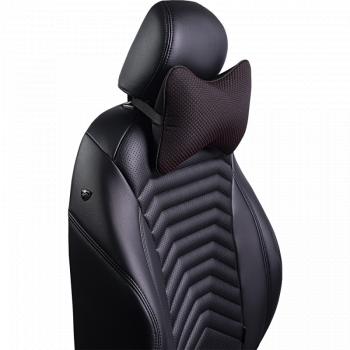329 р. Подушка-косточка (жаккард) Lord Autofashion   (черный, строчка Ёж красная)  с доставкой в г. Керчь. Увеличить фотографию 4