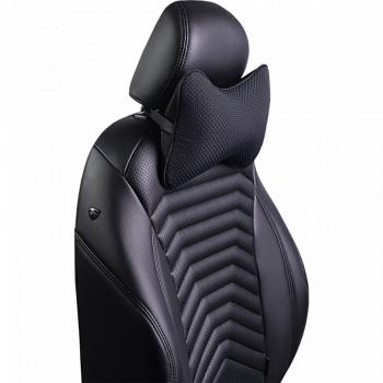 329 р. Подушка-косточка (жаккард) Lord Autofashion   (черный, строчка Ёж синяя)  с доставкой в г. Керчь. Увеличить фотографию 6