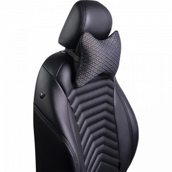 329 р. Подушка-косточка (жаккард) Lord Autofashion   (черный, строчка Соты серая)  с доставкой в г. Керчь. Увеличить фотографию 2