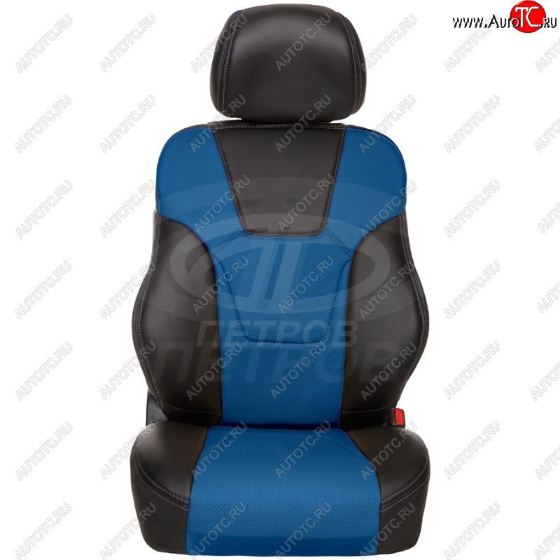 5 849 р. Комплект универсальных чехлов (экокожа) R.SPORT PLUS   (чёрный/синий)  с доставкой в г. Керчь