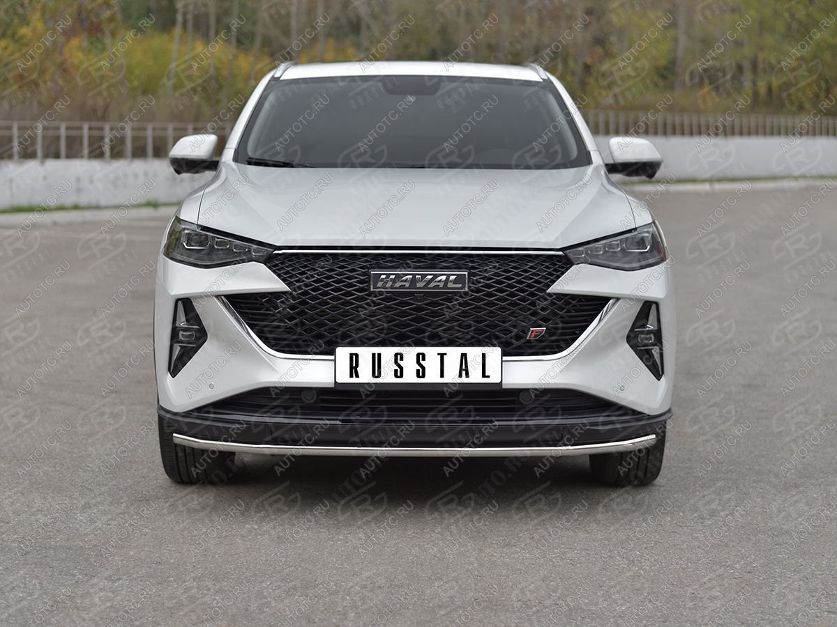 11 749 р. Защита переднего бампера d42 секции SLITKOFF  Haval F7x (2022-2024) рестайлинг (нержавейка полированная)  с доставкой в г. Керчь