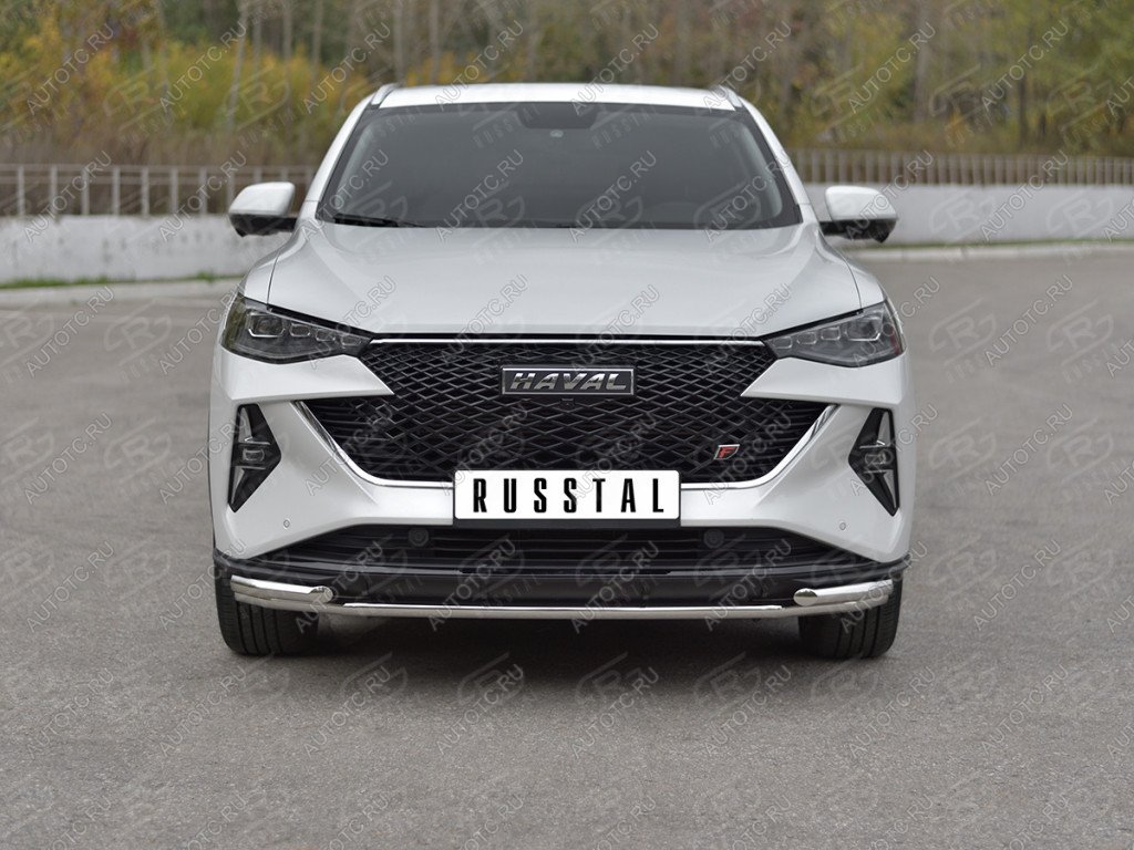 13 999 р. Защита переднего бампера d42 *42 уголки SLITKOFF  Haval F7x (2022-2024) рестайлинг (нержавейка полированная)  с доставкой в г. Керчь