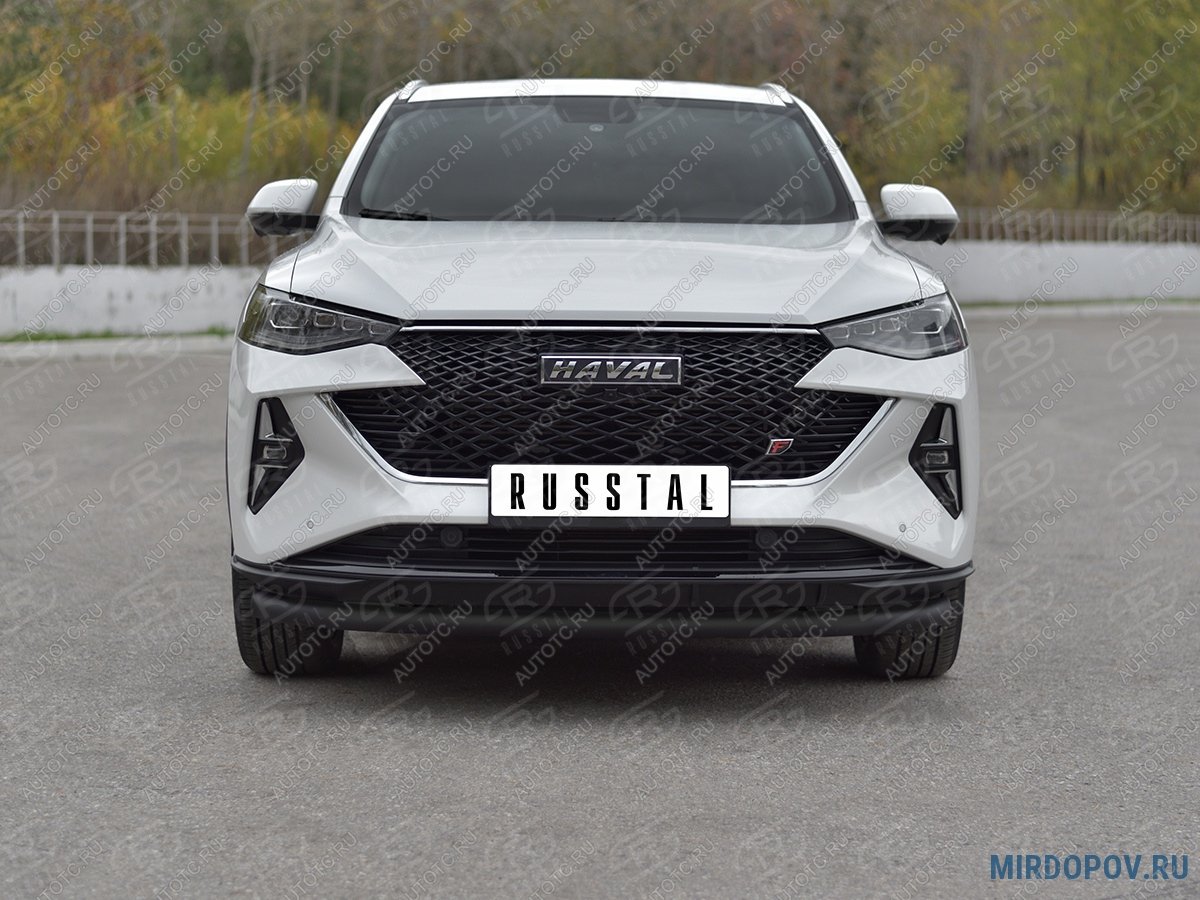 9 999 р. Защита переднего бампера d63 секции SLITKOFF  Haval F7x (2022-2024) рестайлинг (нержавейка окрашенная в черный цвет)  с доставкой в г. Керчь