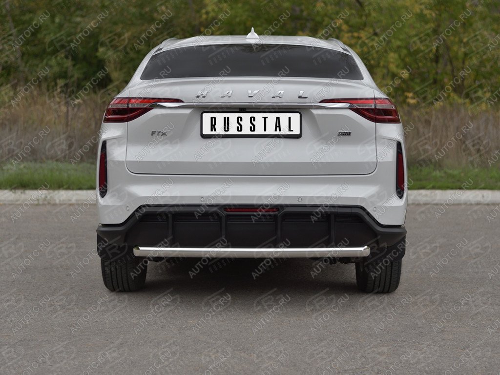 12 299 р. Защита заднего бампера d63 SLITKOFF  Haval F7x (2022-2024) рестайлинг (нержавейка полированная)  с доставкой в г. Керчь