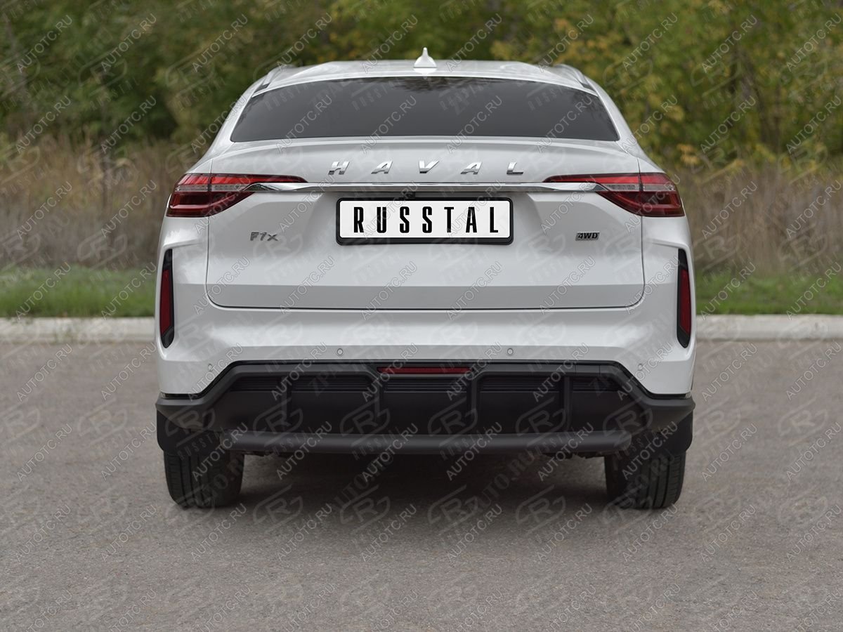 7 649 р. Защита заднего бампера d63 SLITKOFF  Haval F7x (2022-2024) рестайлинг (нержавейка окрашенная в черный цвет)  с доставкой в г. Керчь