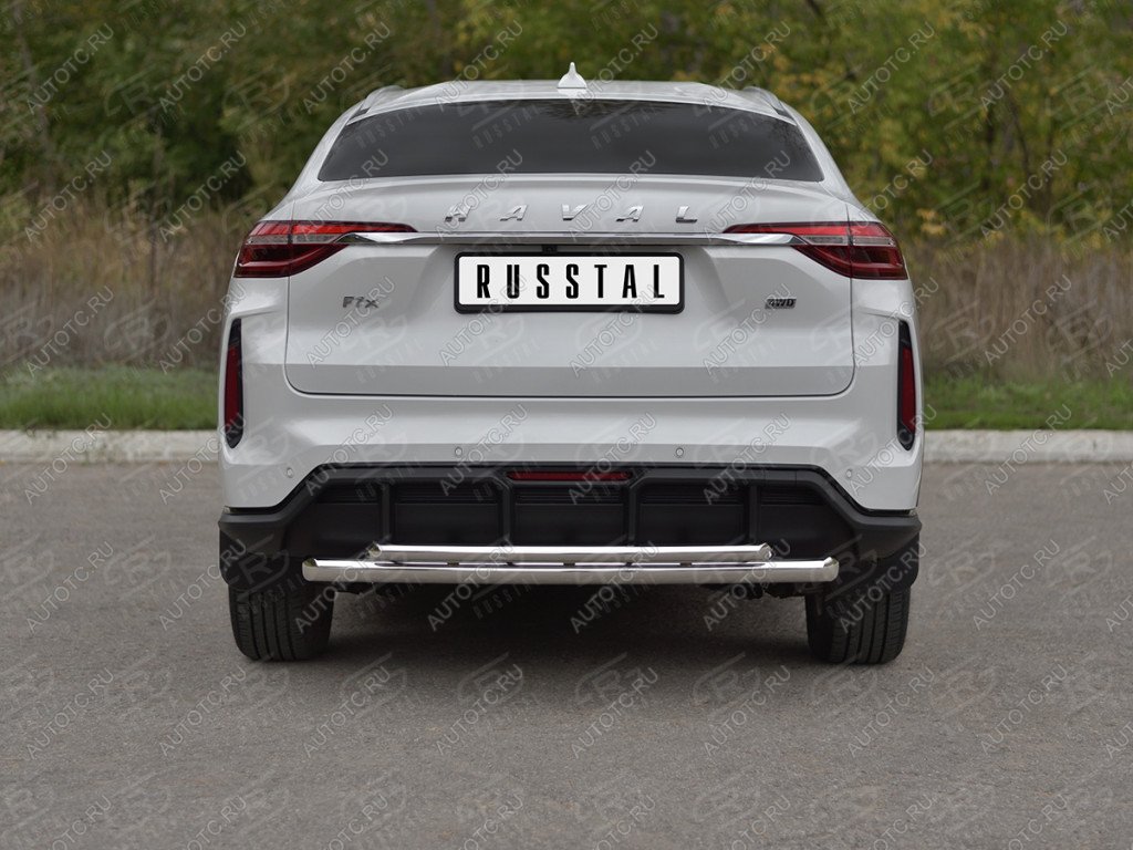 13 999 р. Защита заднего бампера d63*42 SLITKOFF  Haval F7x (2022-2024) рестайлинг (нержавейка полированная)  с доставкой в г. Керчь