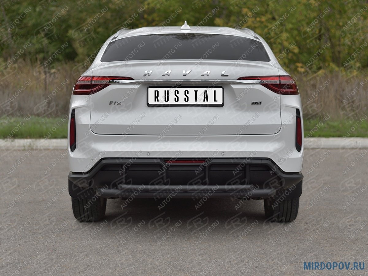 12 349 р. Защита заднего бампера d63*42 SLITKOFF  Haval F7x (2022-2024) рестайлинг (нержавейка окрашенная в черный цвет)  с доставкой в г. Керчь