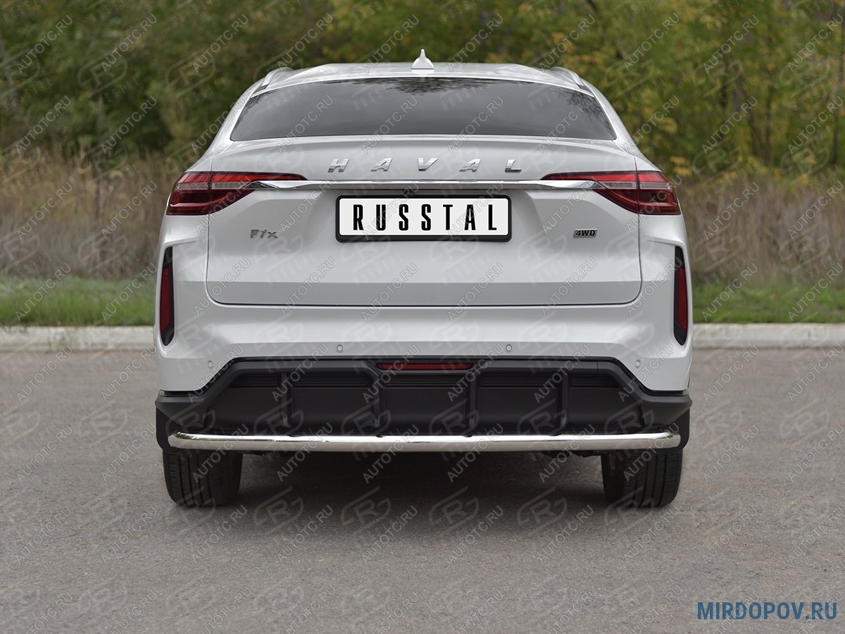 12 849 р. Защита заднего бампера d63 секции SLITKOFF  Haval F7x (2022-2024) рестайлинг (нержавейка полированная)  с доставкой в г. Керчь