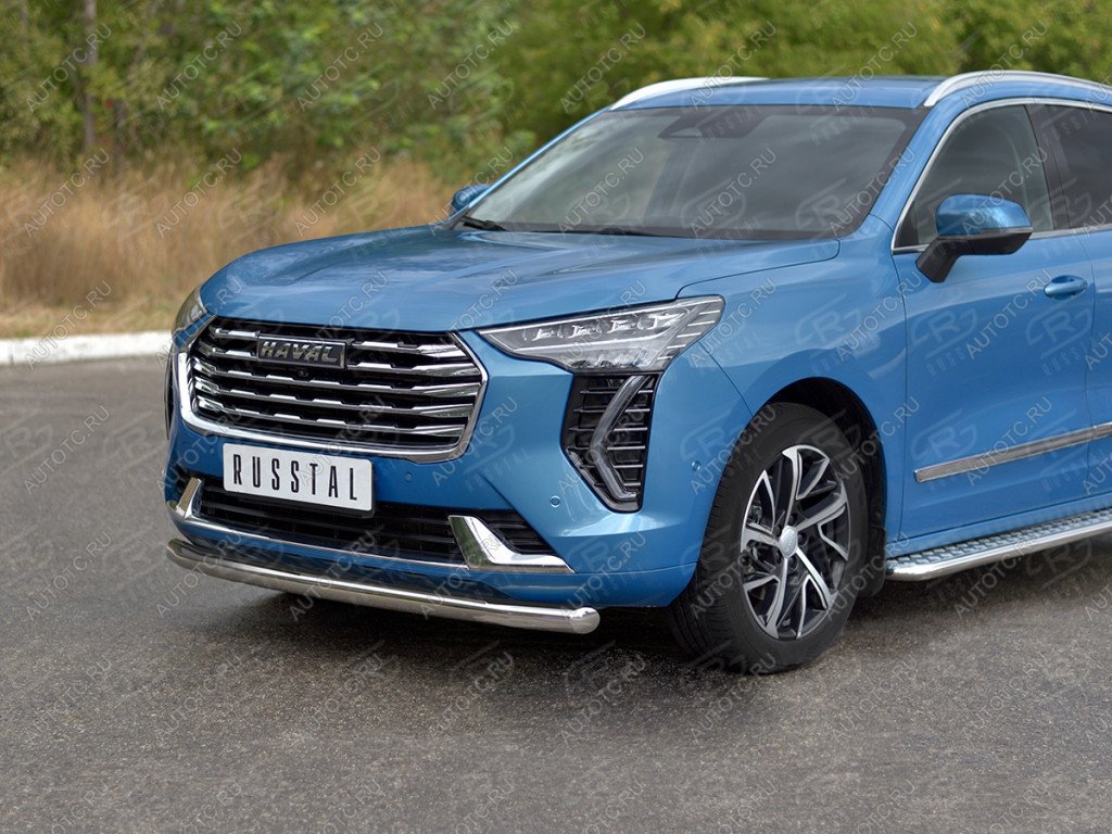 11 199 р. Защита переднего бампера d63 секции (кроме COMFORT) SLITKOFF  Haval Jolion (2020-2024) дорестайлинг (нержавейка полированная)  с доставкой в г. Керчь