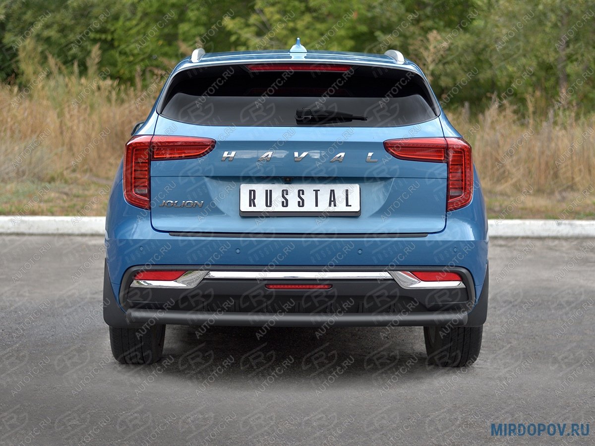 8 799 р. Защита заднего бампера d63 секции SLITKOFF  Haval Jolion (2020-2024) дорестайлинг (нержавейка окрашенная в черный цвет)  с доставкой в г. Керчь