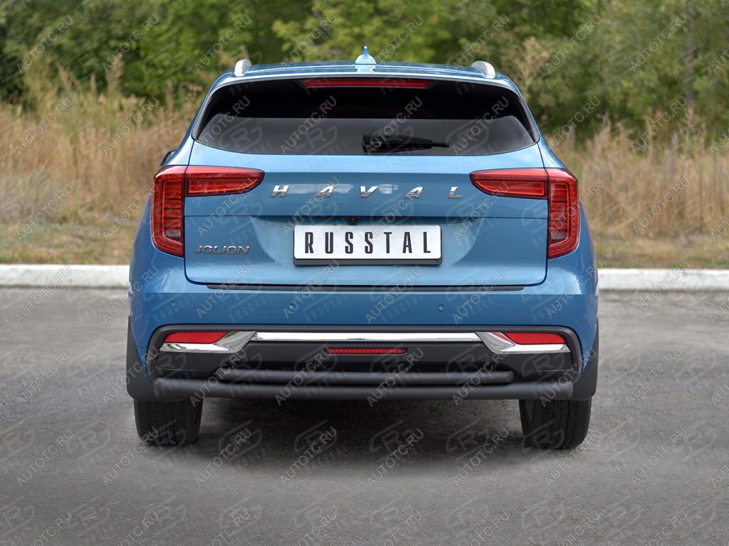 12 949 р. Защита заднего бампера d63*42 дуга SLITKOFF  Haval Jolion (2020-2024) дорестайлинг (нержавейка окрашенная в черный цвет)  с доставкой в г. Керчь
