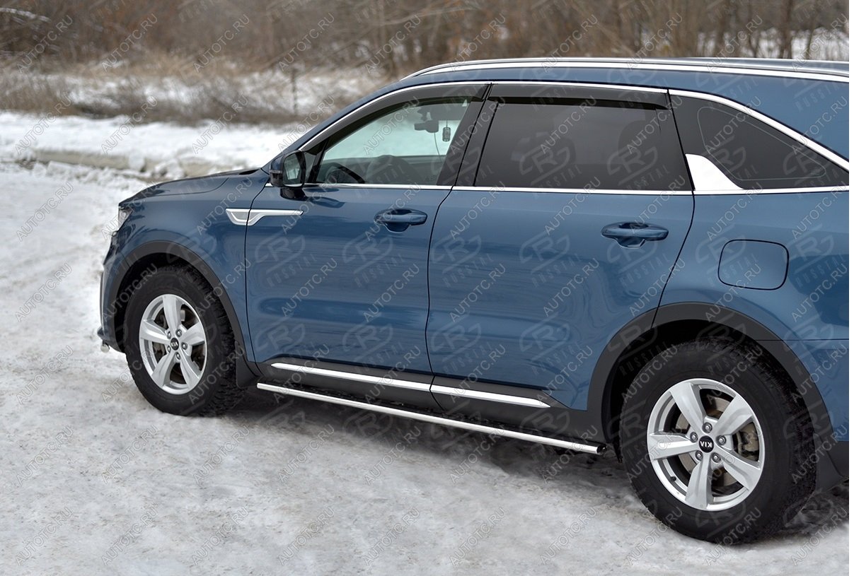 22 999 р. Пороги труба d42 с листом SLITKOFF  KIA Sorento  MQ4 (2020-2022) (лист алюминиевый)  с доставкой в г. Керчь