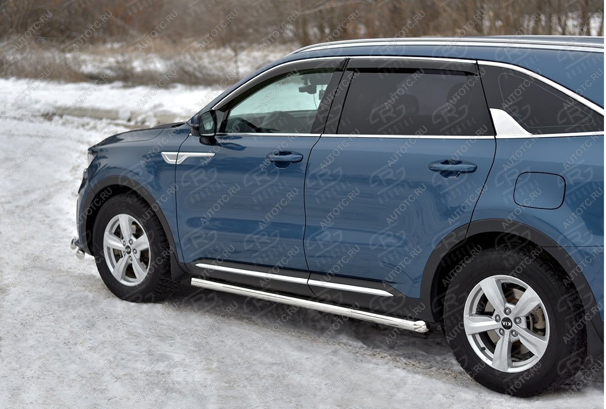 18 549 р. Пороги труба d63 секции SLITKOFF  KIA Sorento  MQ4 (2020-2022) (серые)  с доставкой в г. Керчь