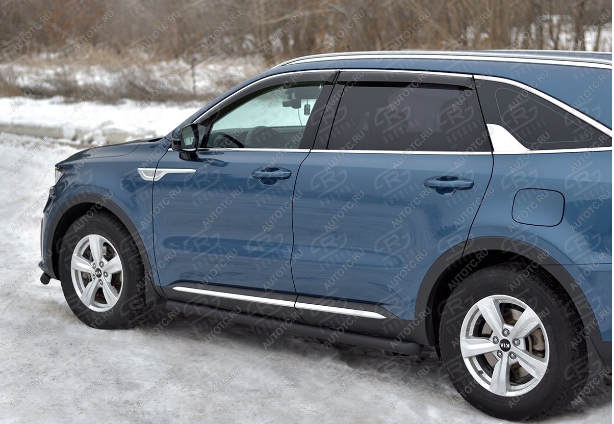 12 949 р. Пороги труба d63 секции SLITKOFF  KIA Sorento  MQ4 (2020-2022) (черные)  с доставкой в г. Керчь