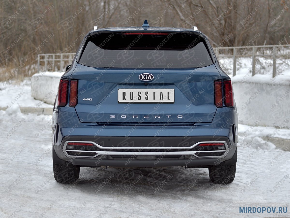 9 399 р. Защита заднего бампера d63 дуга SLITKOFF  KIA Sorento  MQ4 (2020-2022) (нержавейка окрашенная в цвет черный)  с доставкой в г. Керчь