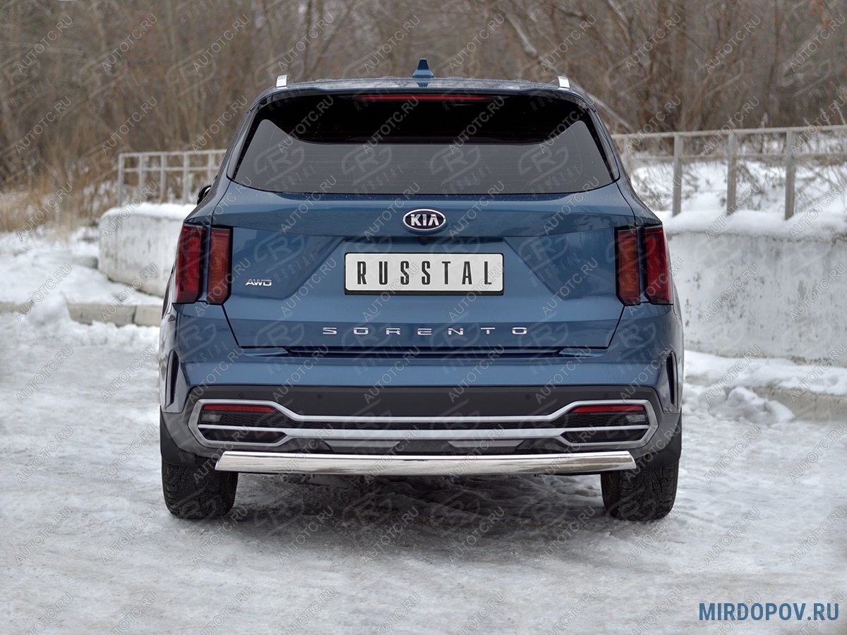 11 199 р. Защита заднего бампера d42 секции SLITKOFF  KIA Sorento  MQ4 (2020-2022) (нержавейка)  с доставкой в г. Керчь