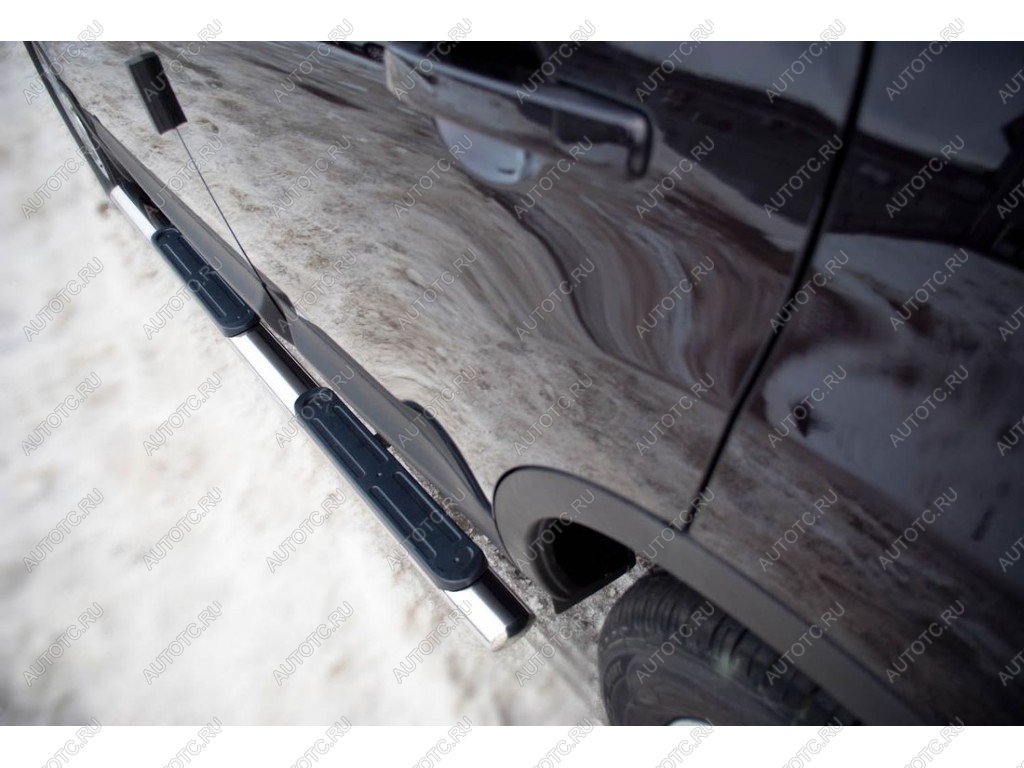 21 949 р. Пороги труба d75х42 овал с накладками Russtal Mitsubishi Outlander CW0W дорестайлинг (2005-2010) (серые)  с доставкой в г. Керчь