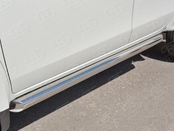 Защита порогов (d76 мм) SLITKOFF Mitsubishi Outlander  CW0W (2005-2010) дорестайлинг (торцы со скосами)
