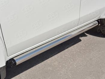 Защита порогов d76 мм SLITKOFF Mitsubishi Outlander  CW0W (2005-2010) дорестайлинг (торцы с пластиковыми заглушками)
