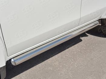 Защита порогов d76 мм SLITKOFF Mitsubishi Outlander  CW0W (2005-2010) дорестайлинг (с круглыми торцами)