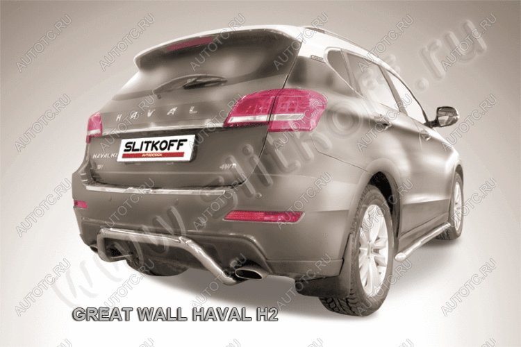 7 699 р. Защита заднего бампера d57 скоба Slitkoff Haval H2 (2017-2021) (Сталь с полимерным покрытием в цвет серебристый)  с доставкой в г. Керчь