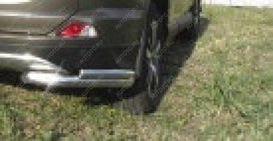 6 899 р. Защита заднего бампера уголки d57+d42 двойные Slitkoff  Hyundai Tucson  JM (2004-2010) (Сталь с полимерным покрытием в цвет серебристый)  с доставкой в г. Керчь