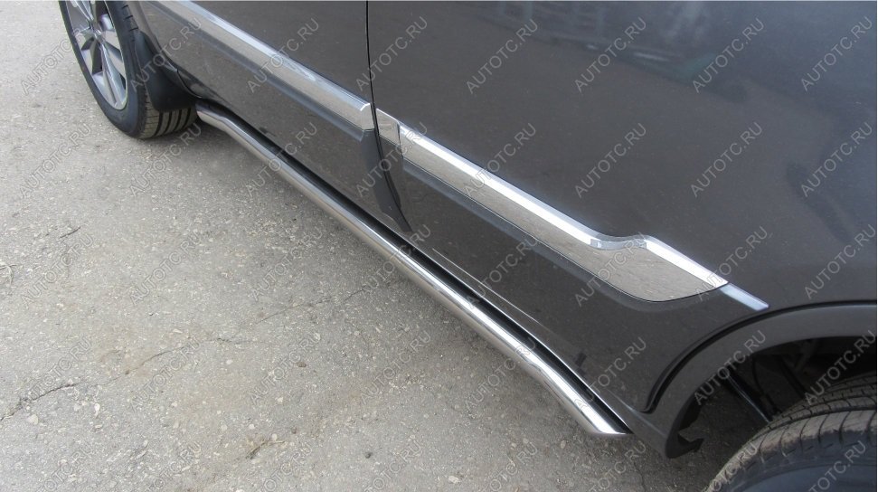 13 549 р. Защита порогов d57 с гибами Slitkoff INFINITI FX50 S51 рестайлинг (2012-2014) (сталь с полимерным покрытием, цвет серебро)  с доставкой в г. Керчь