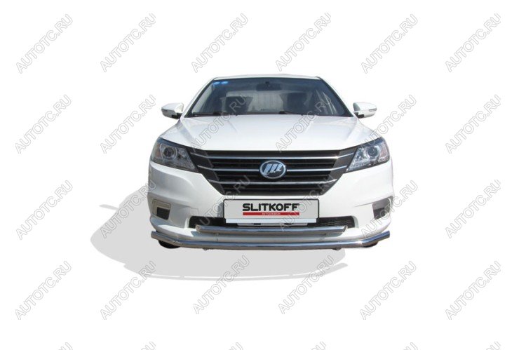 5 999 р. Защита переднего бампера d42 + d42 Slitkoff  Lifan Solano (2016-2025)  дорестайлинг (Сталь с полимерным покрытием в цвет серебристый)  с доставкой в г. Керчь