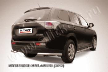 Защита заднего бампера уголки d57 Slitkoff Mitsubishi Outlander GF дорестайлинг (2012-2014) (Сталь с полимерным покрытием в цвет серебристый)